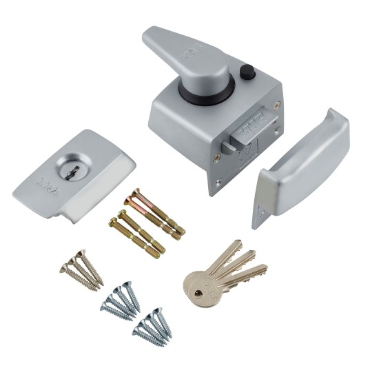 British Standard Keyless Egress Nightlatch Door Lock - Satin Chrome