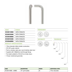 19mm D Pull Handle - Bolt Through Fixings - Satin Stainless