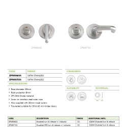 Accessible Turn and Release with Indicator complete with escutcheons and 5mm spindle - Satin Stainless - Grade 304