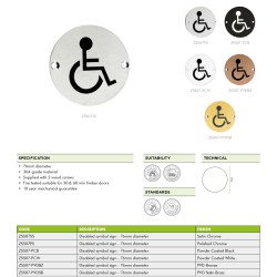 Accessible Disabled 76mm Signage - Satin Stainless Steel