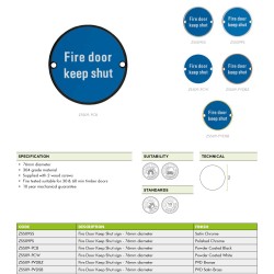 Fire Door Keep Shut 76mm Signage - Satin Stainless Steel