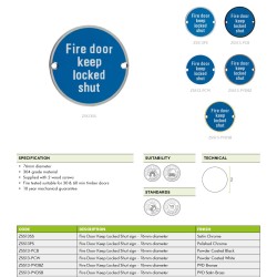 Fire Door Keep Locked Shut 76mm Signage - Satin Stainless Steel