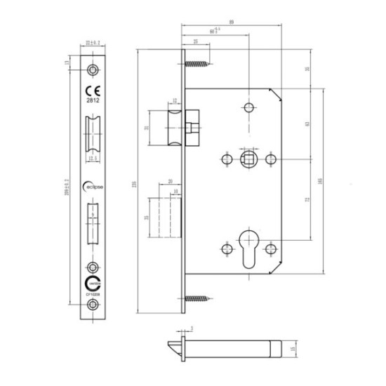 Din Mortice Euro Sashlock Eclipse Ultimate 60mm Backset