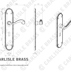 Chesham Lever on Backplate - Lock Profile - Polished Brass