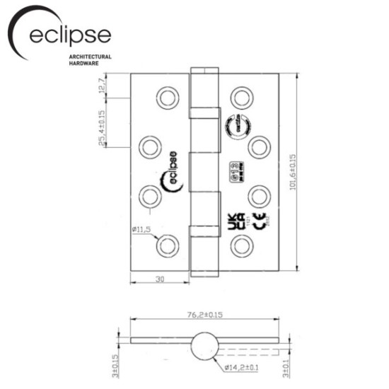 Eclipse Grade 13 Ball Bearing Hinge PAIR (7 Finishes) Eclipse Grade 13 Ball Bearing Hinge PAIR (7 Finishes)