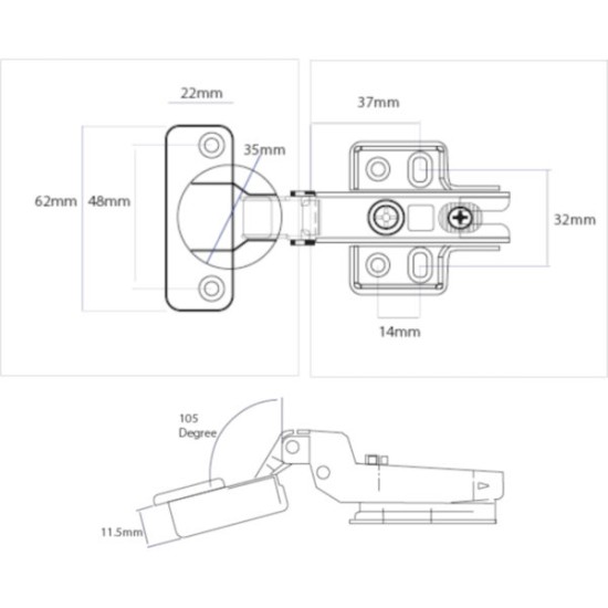 Half Overlay 35mm Slide on Cabinet Hinge