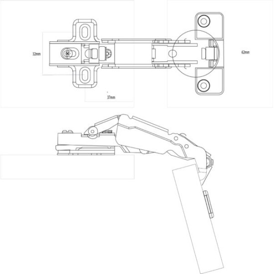 Eclipse Clip On 165 Degree Cabinet Hinge (35mm)