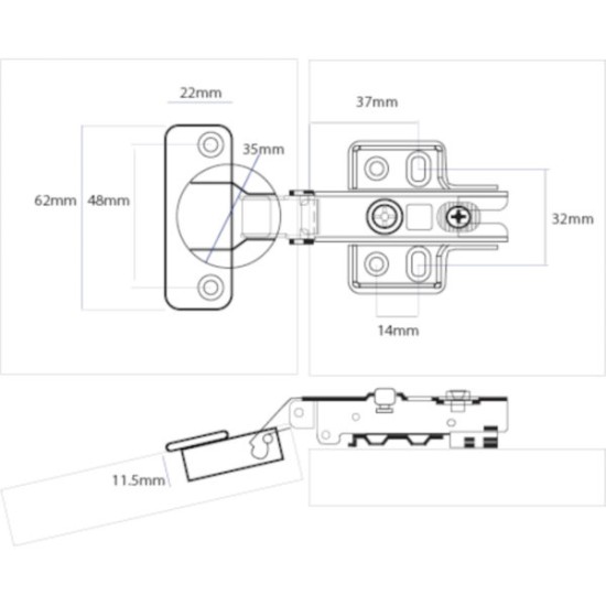 Full Overlay 35mm Slide On Cabinet Hinge