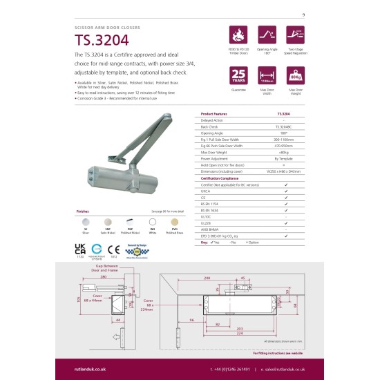 Rutland TS.3204 EN 2-4 Door Closer