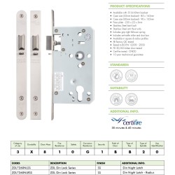 Din Night Latch - 72mm c/c - Backset 60mm - Radius