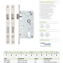 Din Euro Sashlock - 72mm C/C - Backset 60mm - Radius