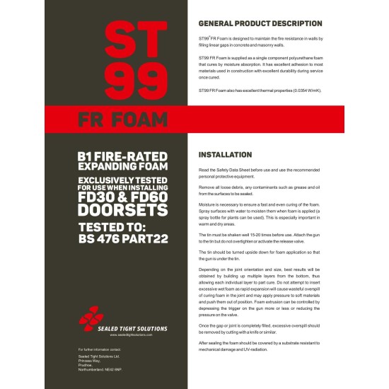 STS ST99 Fire Rated Foam - 750ml