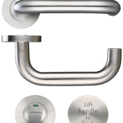 19mm Lift to Lock Tubular Return to Door Lever set -Push On Rose - Grade 304 - SSS