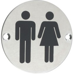 Unisex Symbol 76mm Signage - Satin Stainless Steel