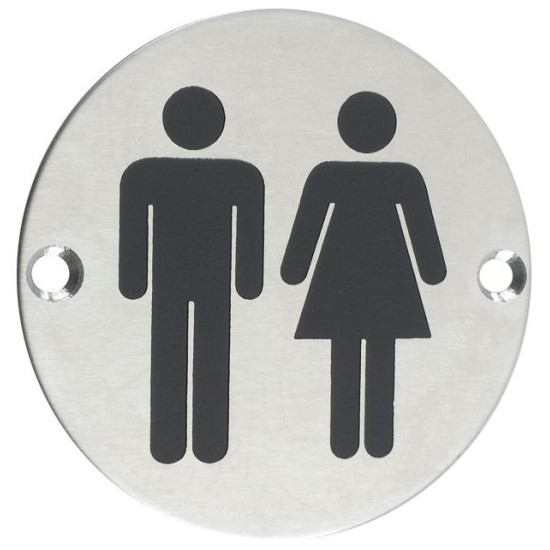 Unisex Symbol 76mm Signage - Satin Stainless Steel