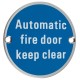 Automatic Fire Door Keep Clear 76mm Signage - Satin Stainless Steel