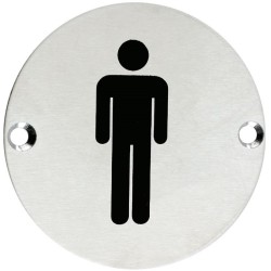 Male Symbol 76mm Signage - Satin Stainless Steel