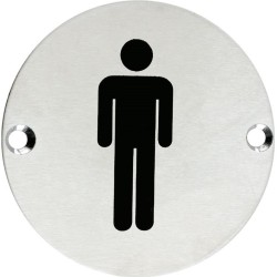 Male Symbol 76mm Signage - Satin Stainless Steel